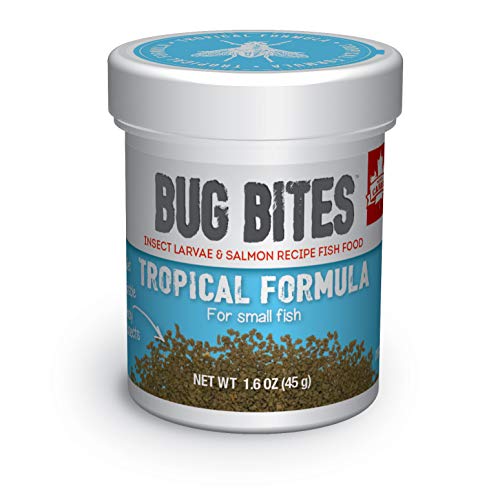 Fluval Bug Bitesトロピカルフィッシュフード、中小魚用の小粒、1.59オンス、A6577